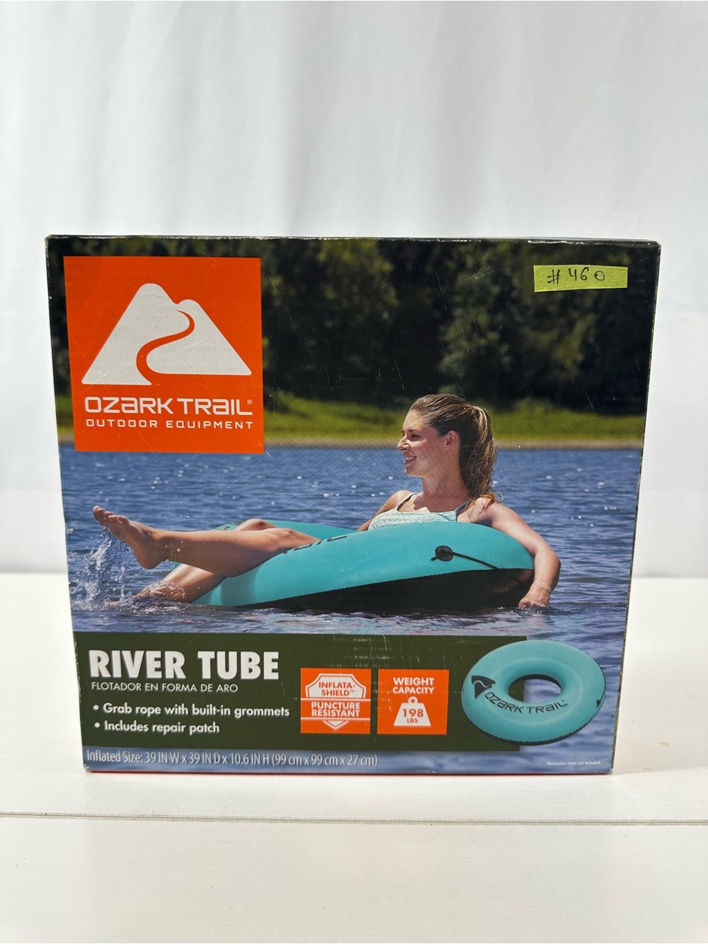 #460 Ozark Trail Outdoor Equipment River Tube Teal Aqua Inflates To 39x39x10"